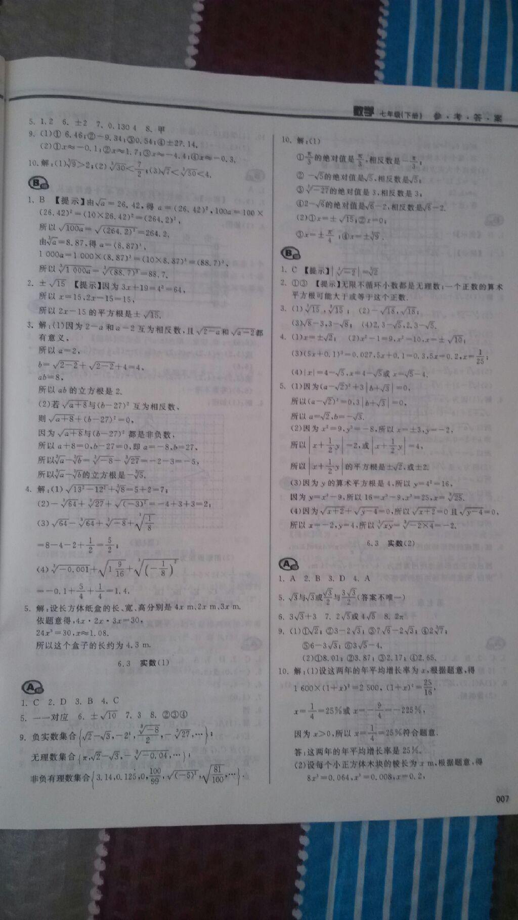 2015年学习质量监测七年级数学下册人教版 第103页