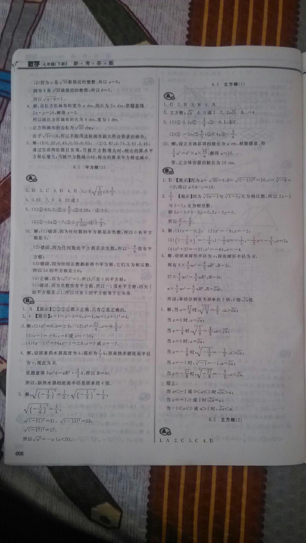 2015年学习质量监测七年级数学下册人教版 第102页