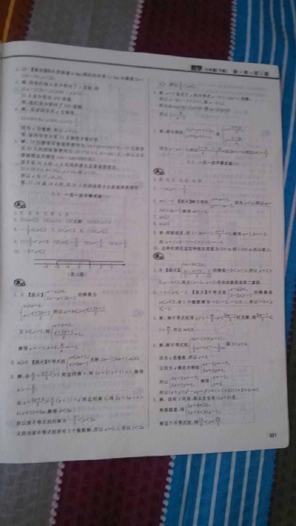 2015年学习质量监测七年级数学下册人教版 第117页