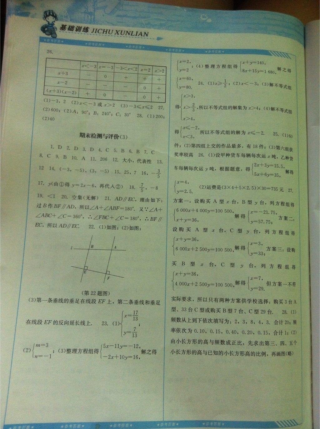 2015年課程基礎(chǔ)訓練七年級數(shù)學下冊人教版 第16頁