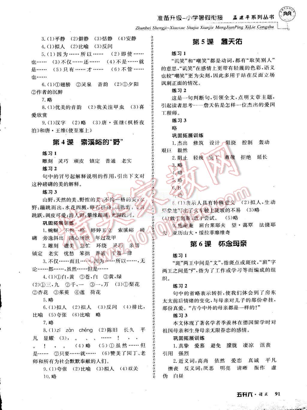 2015年孟建平准备升级小学暑假衔接五升六语文 第5页