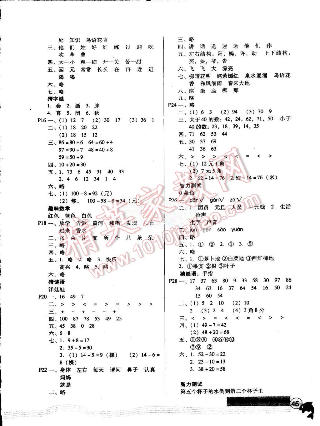 2015年快樂寶貝假期園地暑假一年級語文數(shù)學(xué)合訂本 第2頁