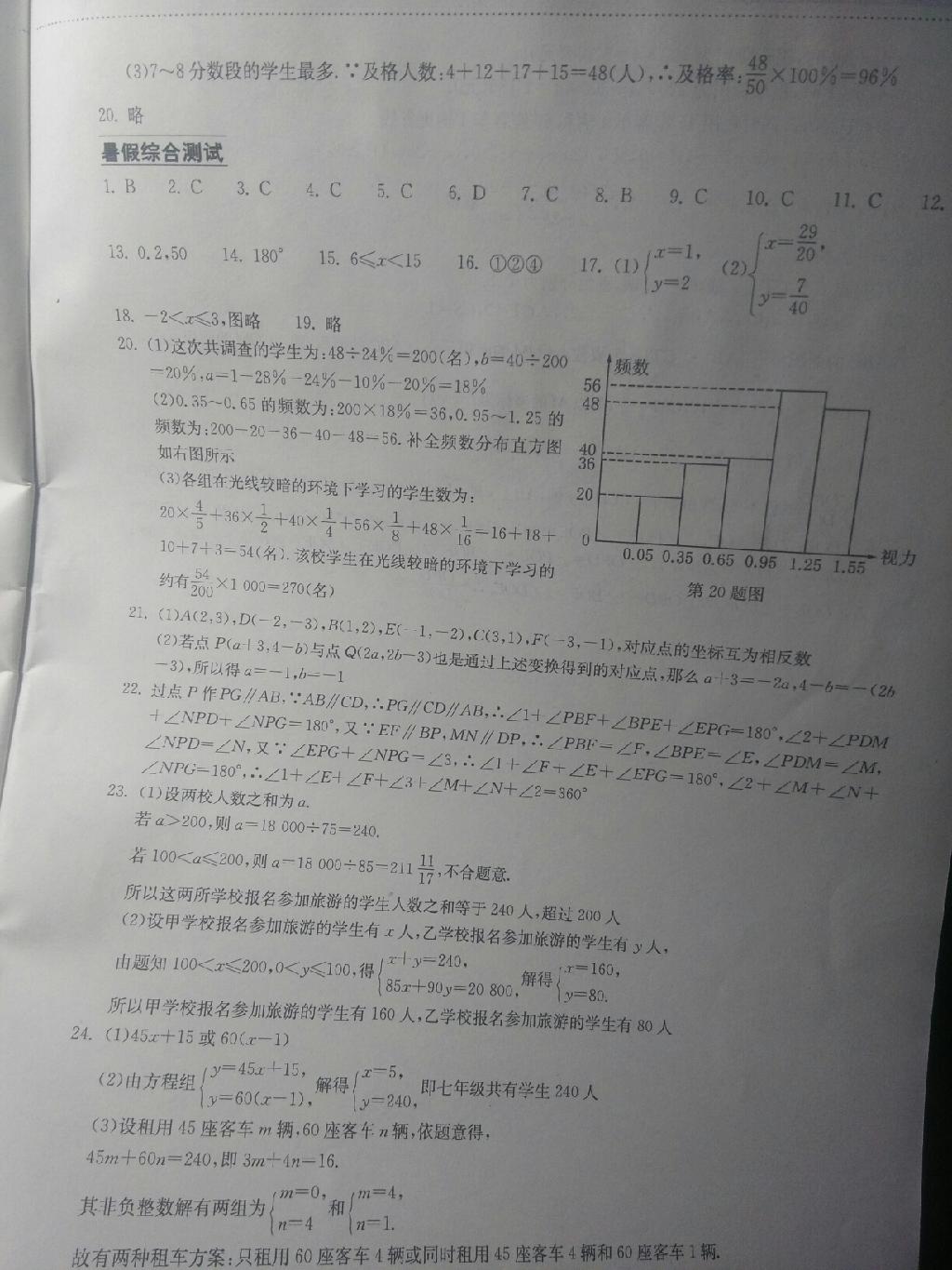 2014年长江作业本暑假作业七年级数学 第11页