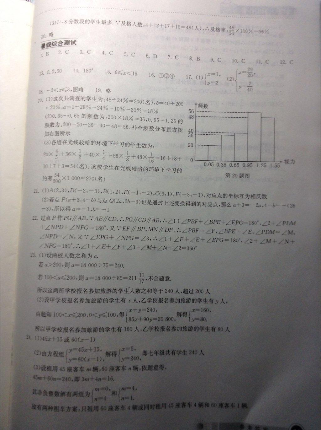 2014年长江作业本暑假作业七年级数学 第17页