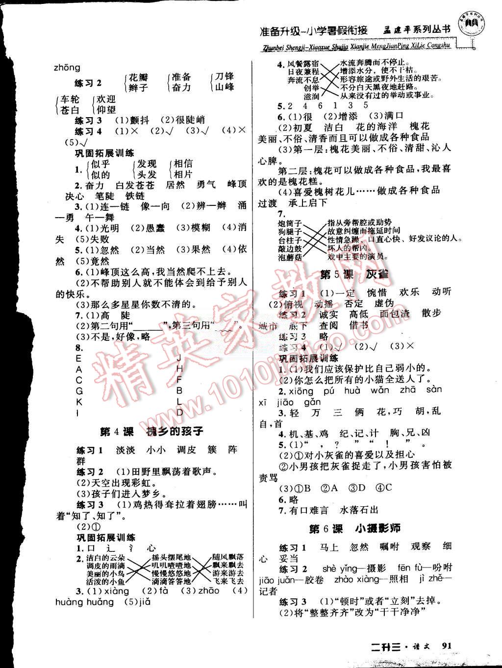 2015年孟建平準(zhǔn)備升級(jí)小學(xué)暑假銜接二升三語文 第4頁