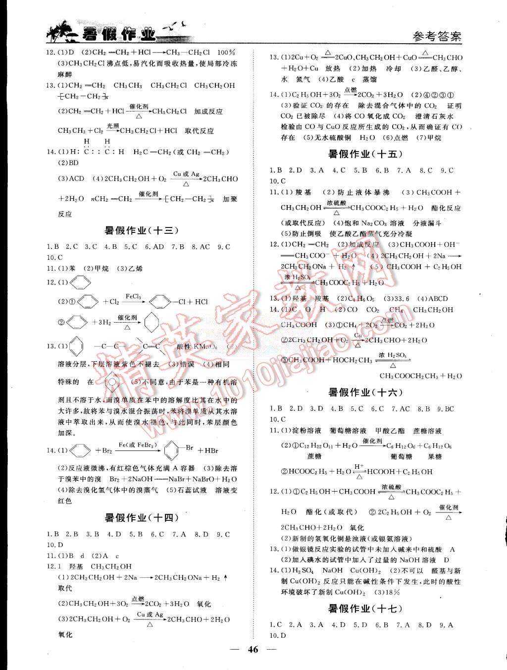 2015年優(yōu)化方案暑假作業(yè)歡樂共享快樂假期高一化學(xué) 第3頁