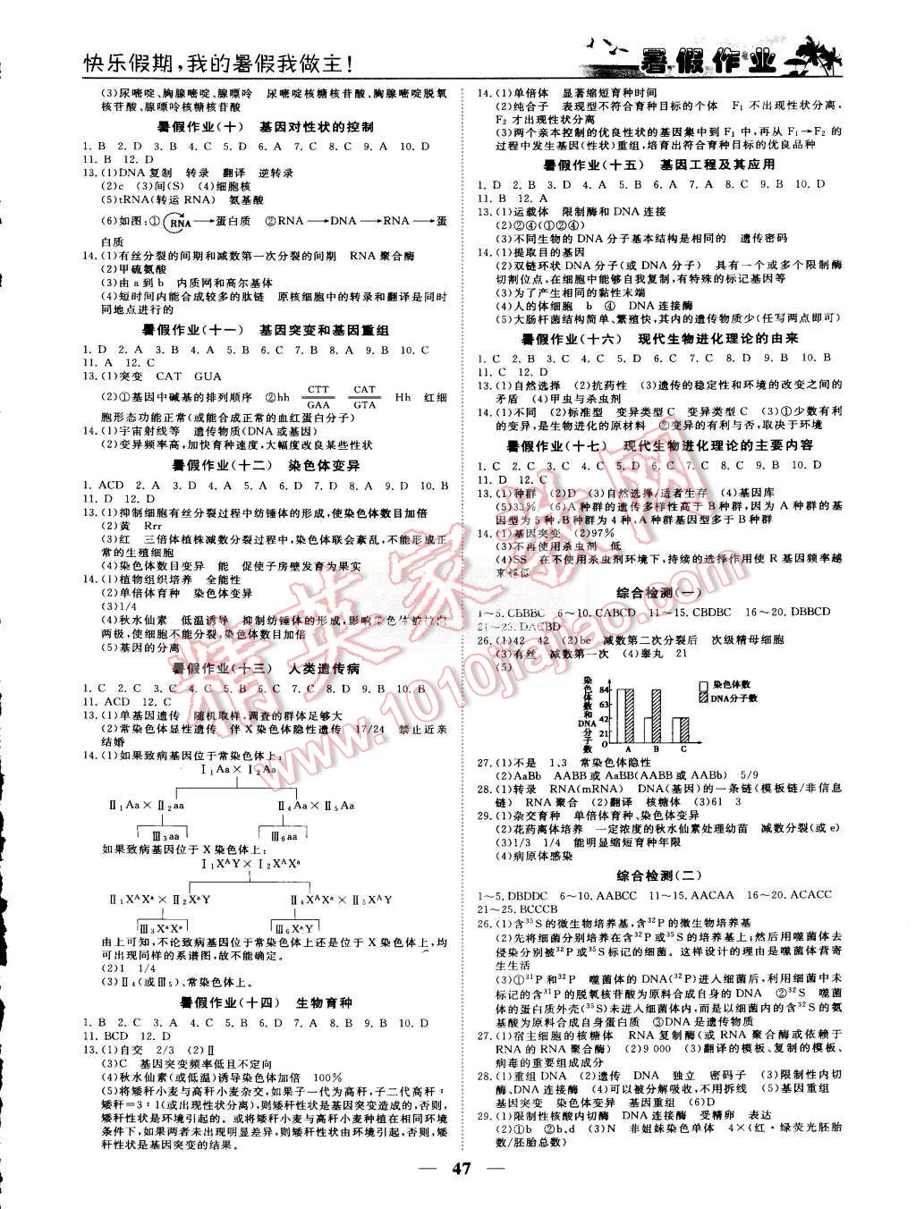 2015年優(yōu)化方案暑假作業(yè)歡樂共享快樂假期高一生物 第2頁