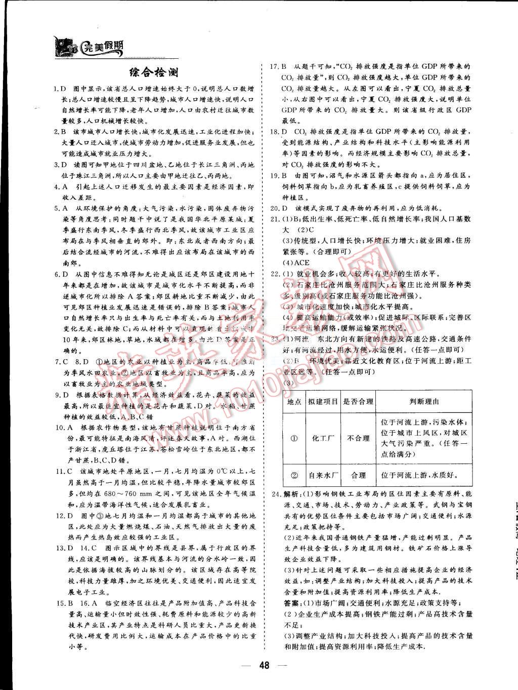 2015年非常完美完美假期暑假作業(yè)高一地理 第9頁