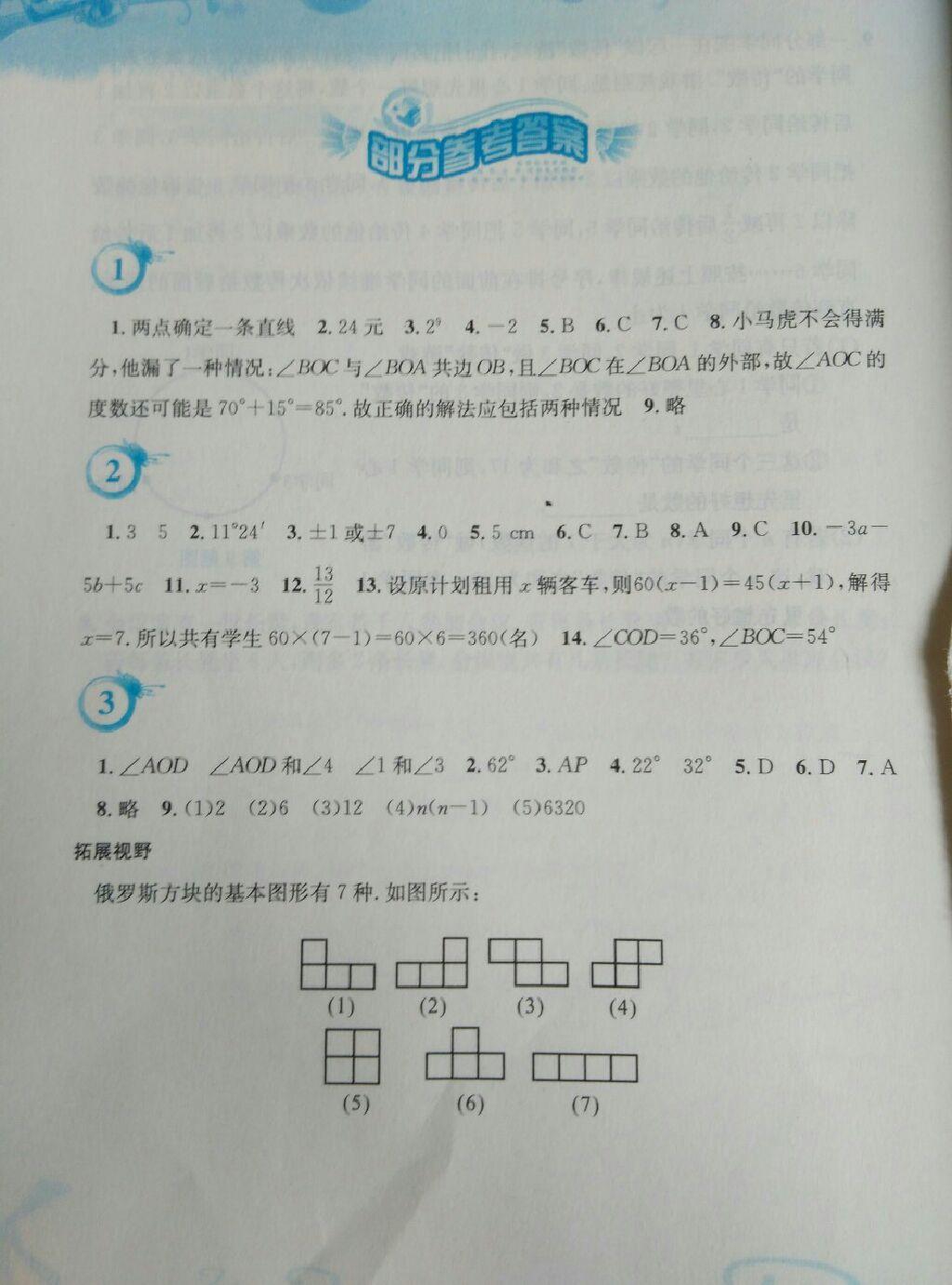 2015年暑假作业七年级数学人教版安徽教育出版社 第10页