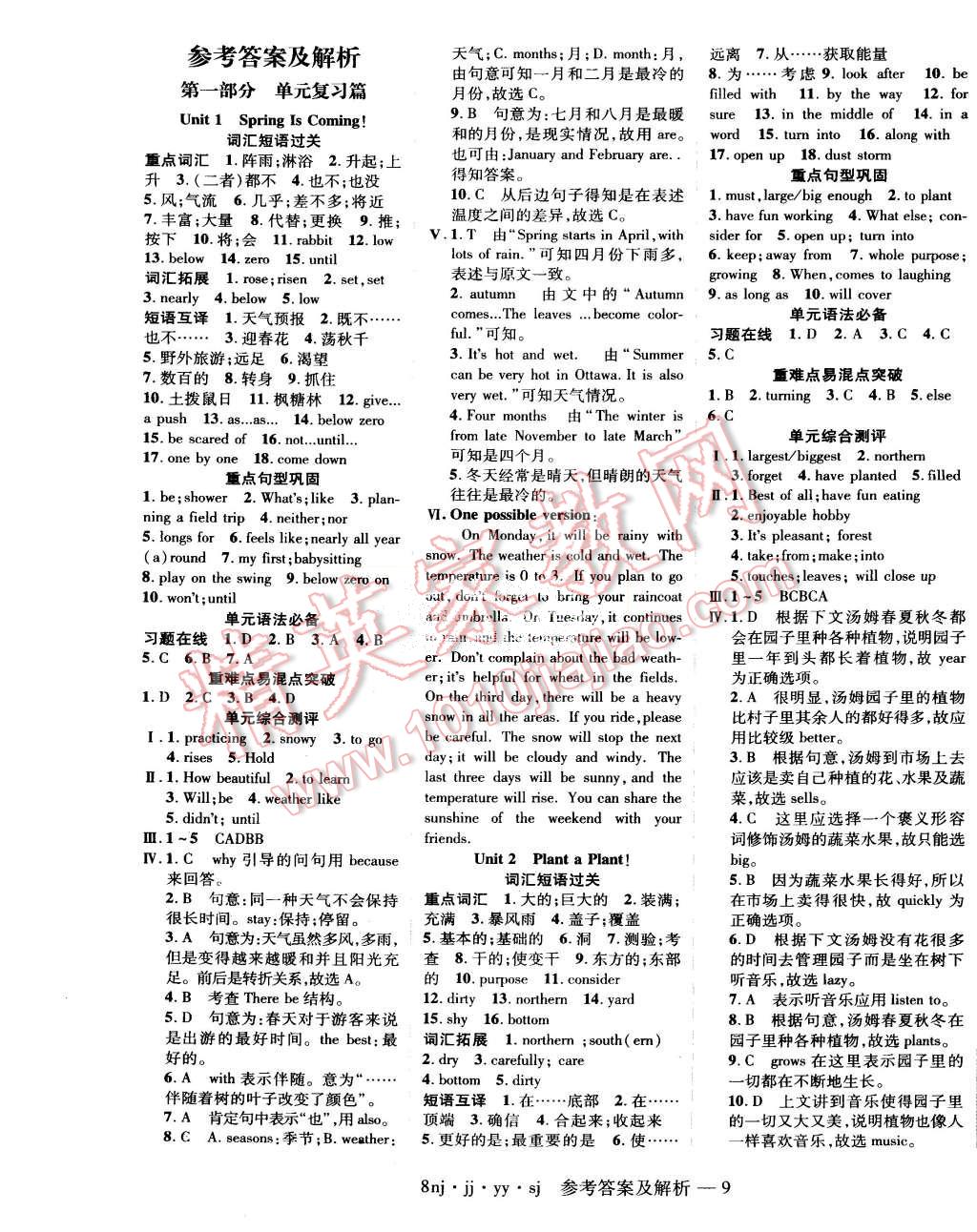 2015年金象教育U计划学期系统复习暑假作业八年级英语冀教版 第1页