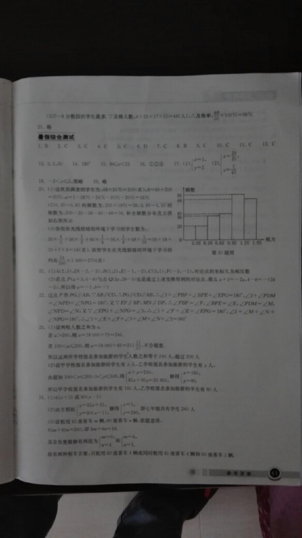 2014年长江作业本暑假作业七年级数学 第72页