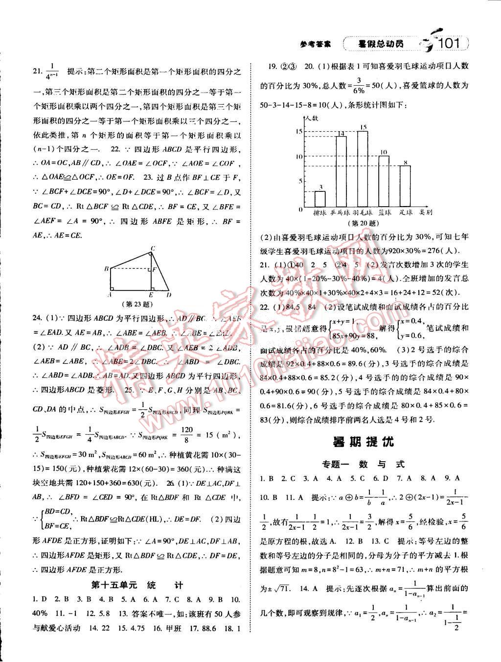 2015年暑假总动员八年级数学人教版 第9页