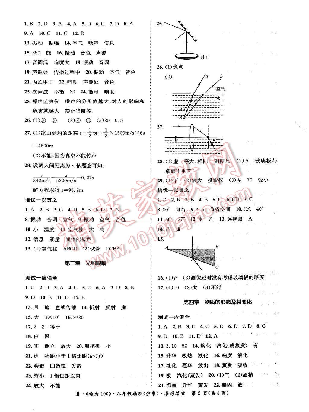 2015年学年总复习给力100八年级物理沪粤版 第2页