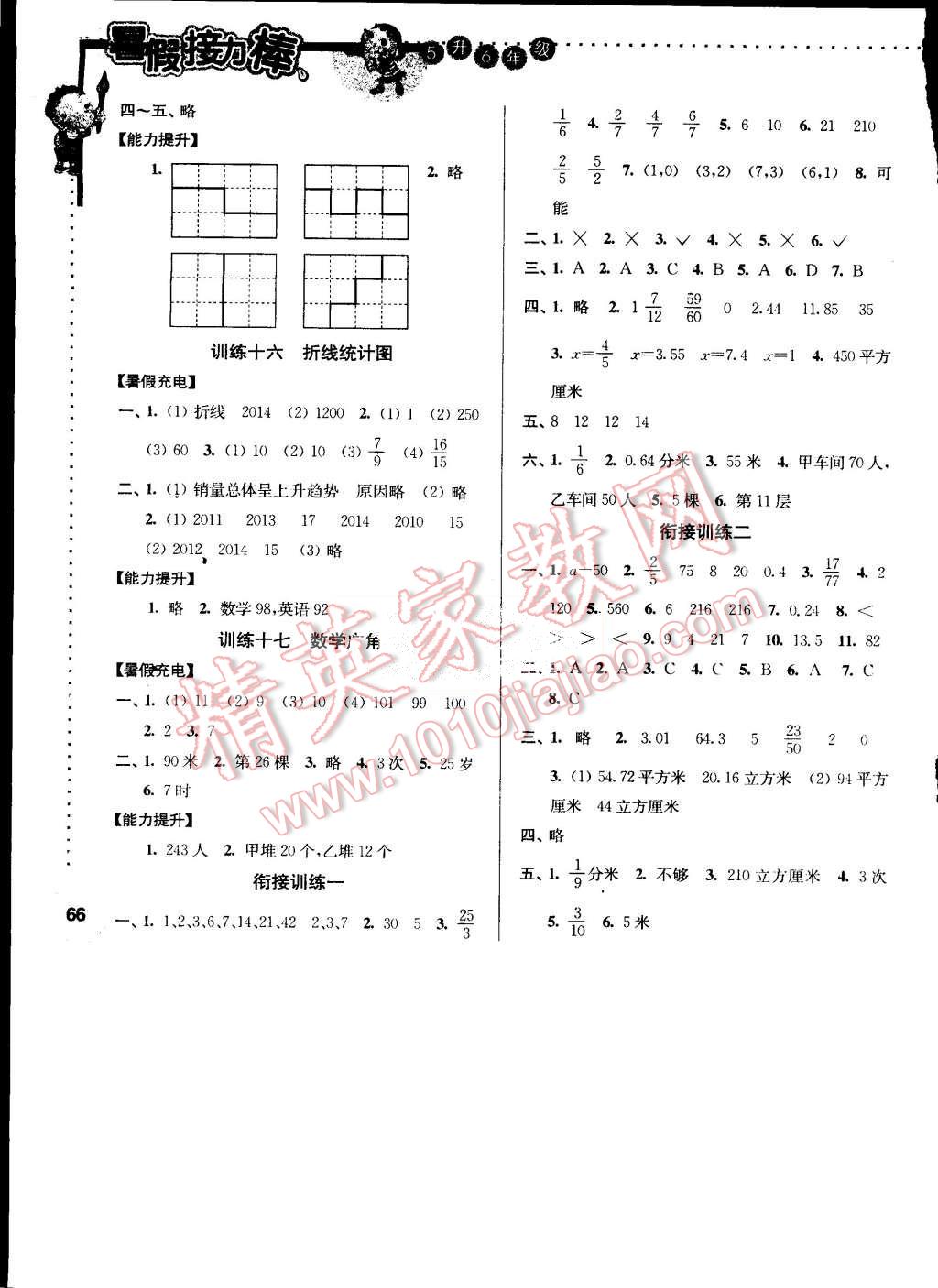 2015年小學數(shù)學暑假接力棒五升六年級 第4頁