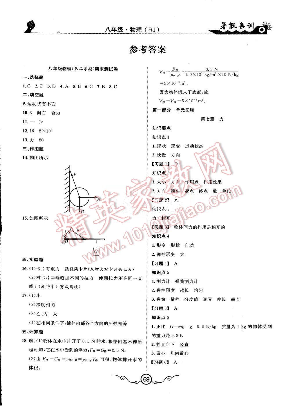 2015年暑假集訓(xùn)八年級物理人教版合肥工業(yè)大學(xué)出版社 第1頁