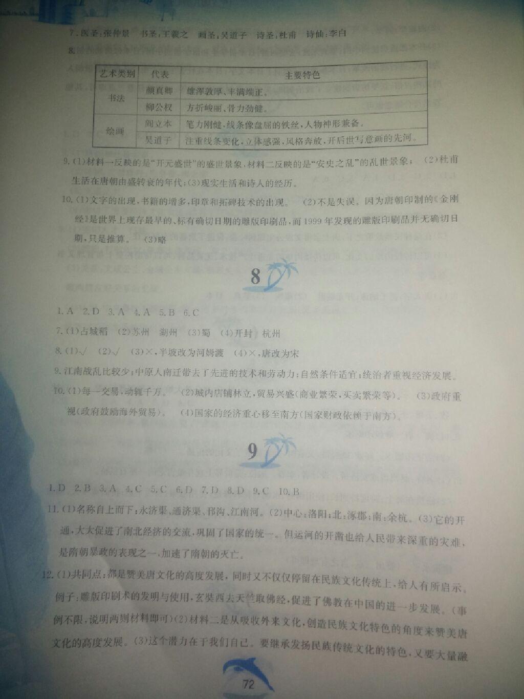 2015年暑假作业七年级中国历史人教版黄山书社 第4页