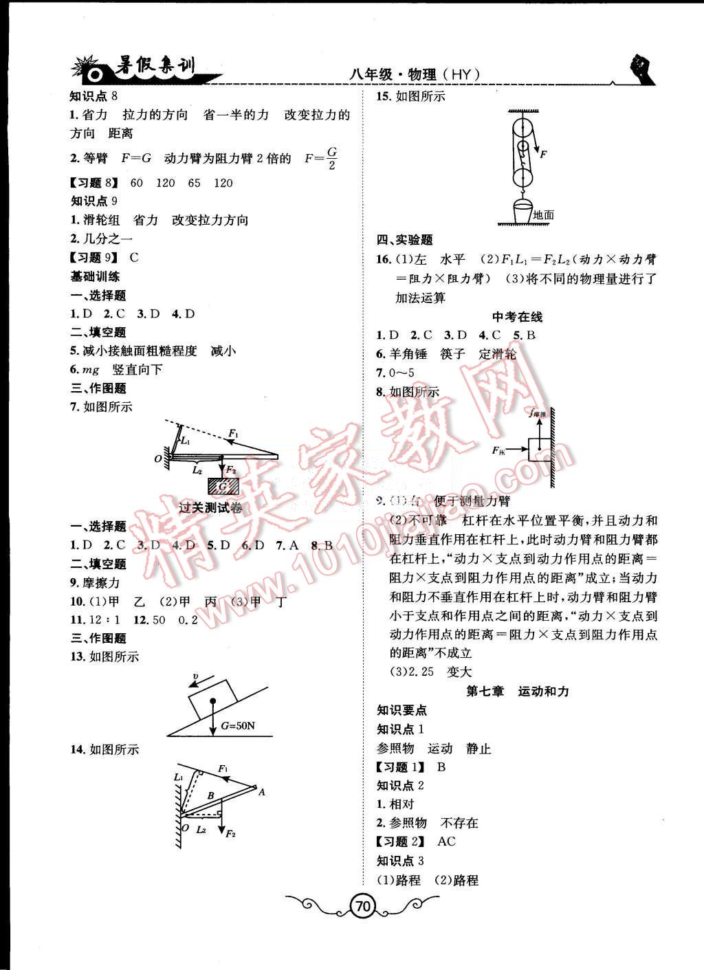 2015年暑假集訓八年級物理滬粵版合肥工業(yè)大學出版社 第2頁