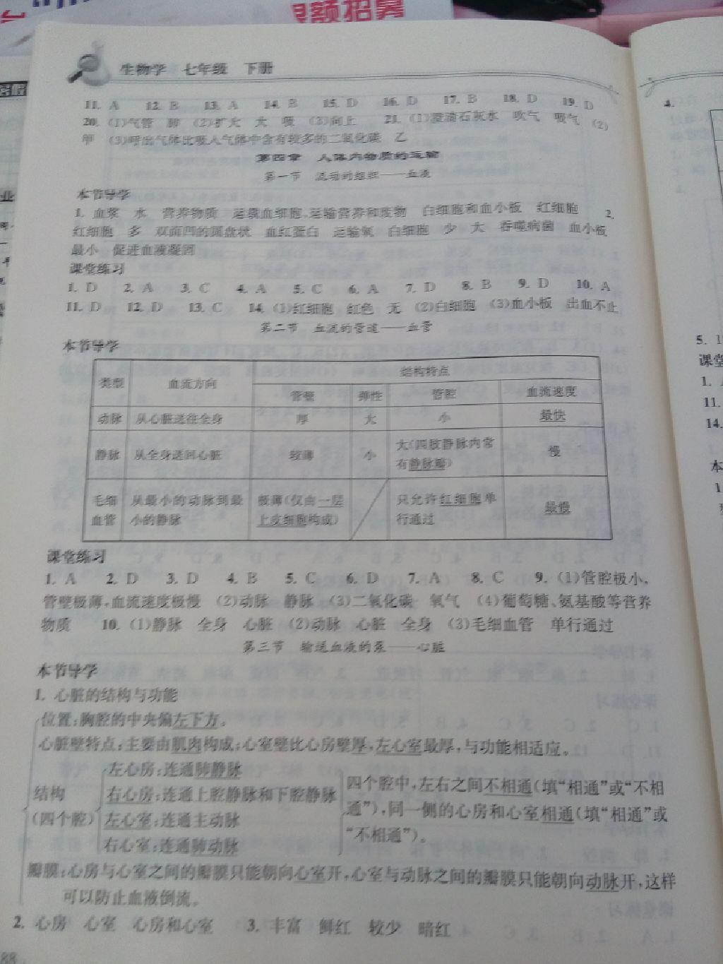 2015年长江作业本同步练习册七年级生物学下册人教版 第13页