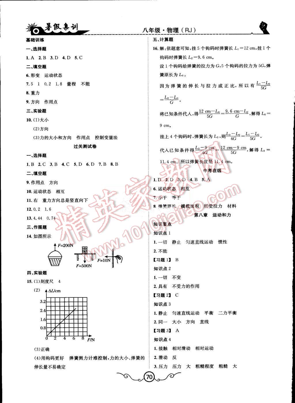 2015年暑假集训八年级物理人教版合肥工业大学出版社 第2页