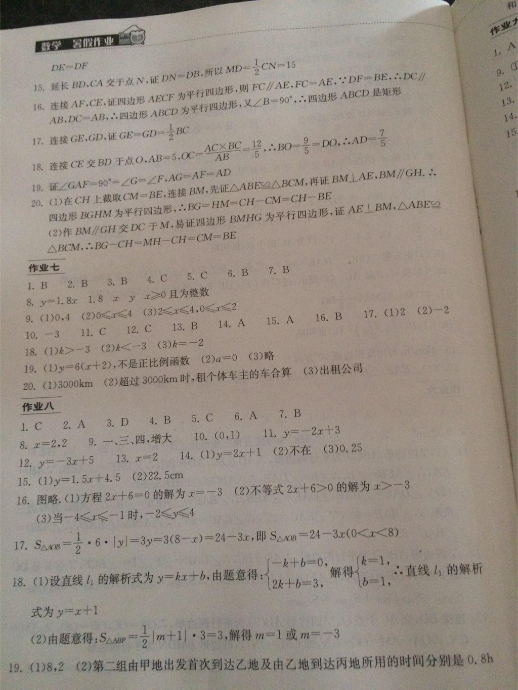 2015年長江作業(yè)本暑假作業(yè)八年級數(shù)學(xué) 第28頁