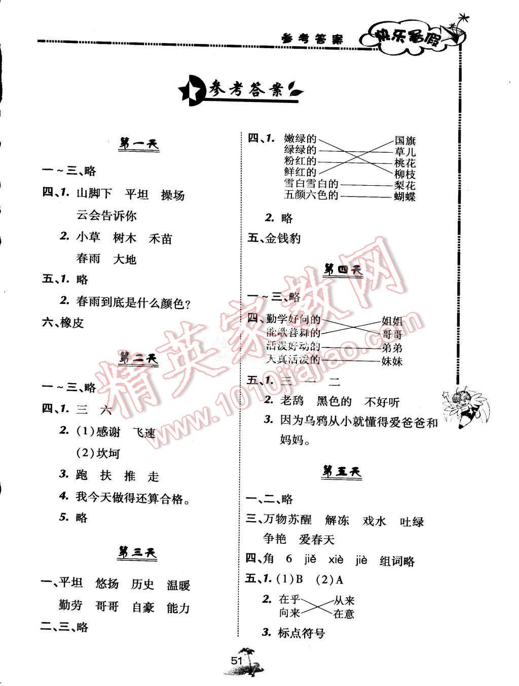 2015年快乐暑假二年级语文北京课改版广西师范大学出版社 第1页