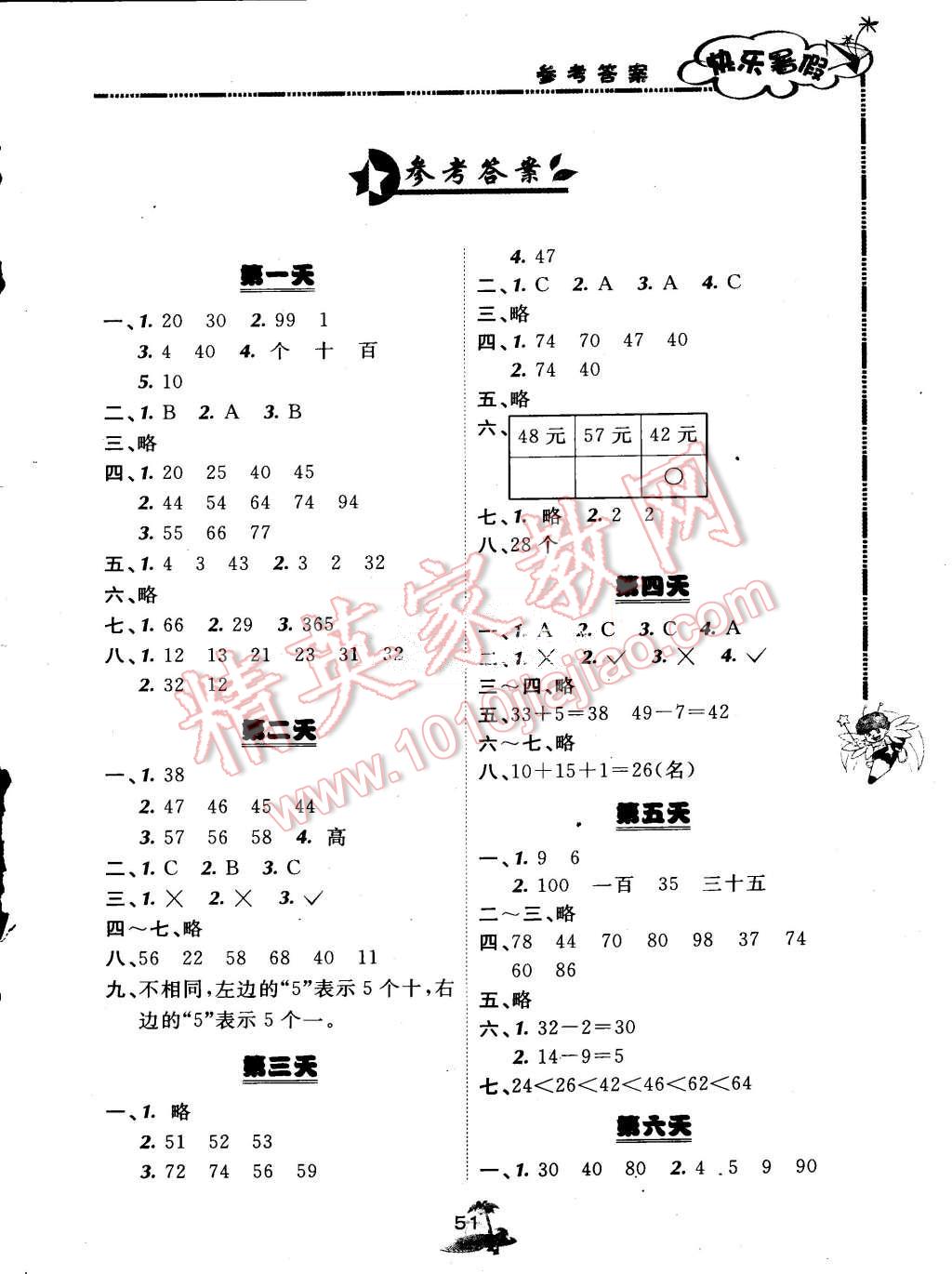 2015年快樂暑假一年級(jí)數(shù)學(xué)北京課改版廣西師范大學(xué)出版社 第1頁