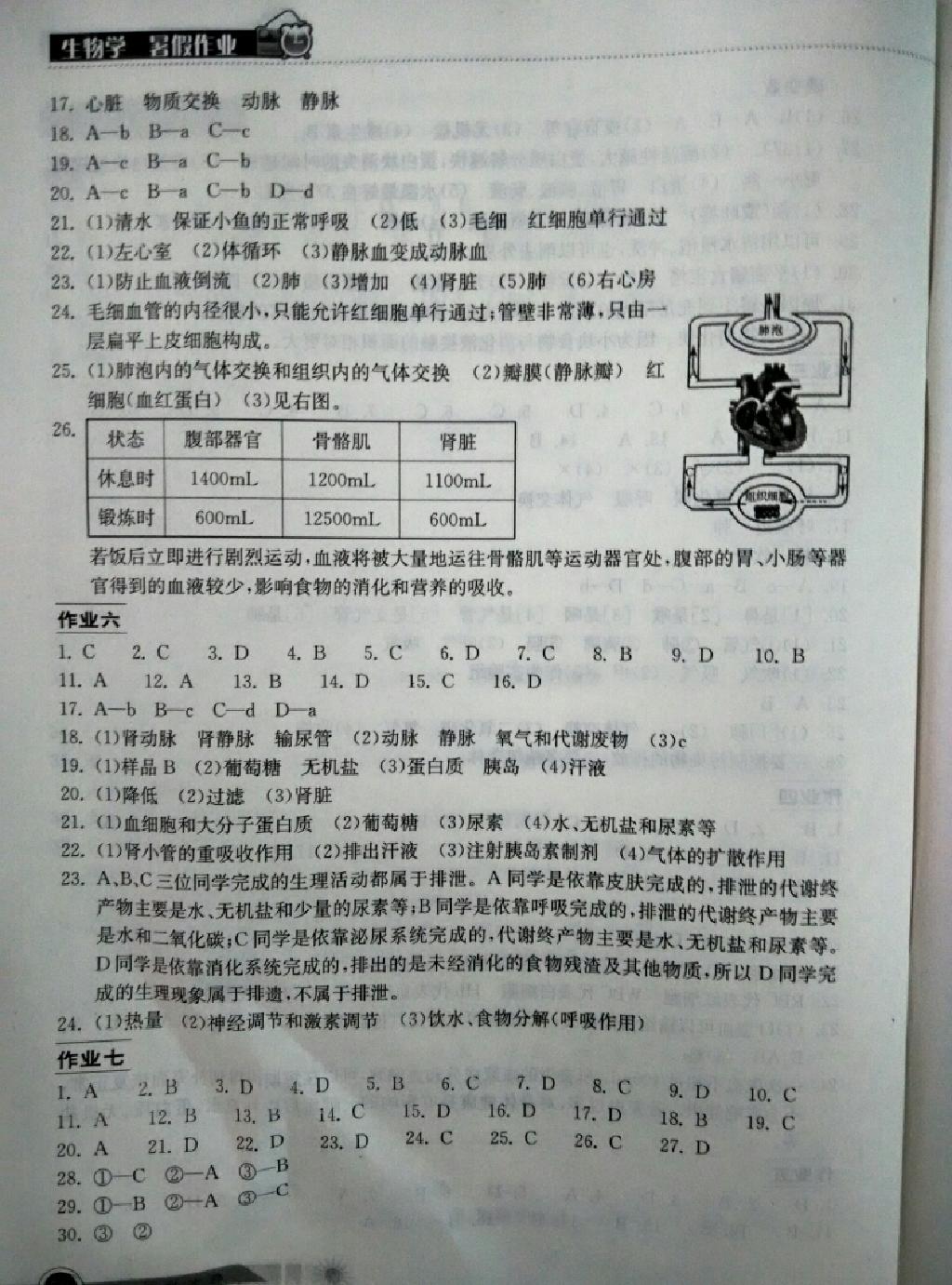 2015年长江作业本暑假作业七年级生物学 第11页