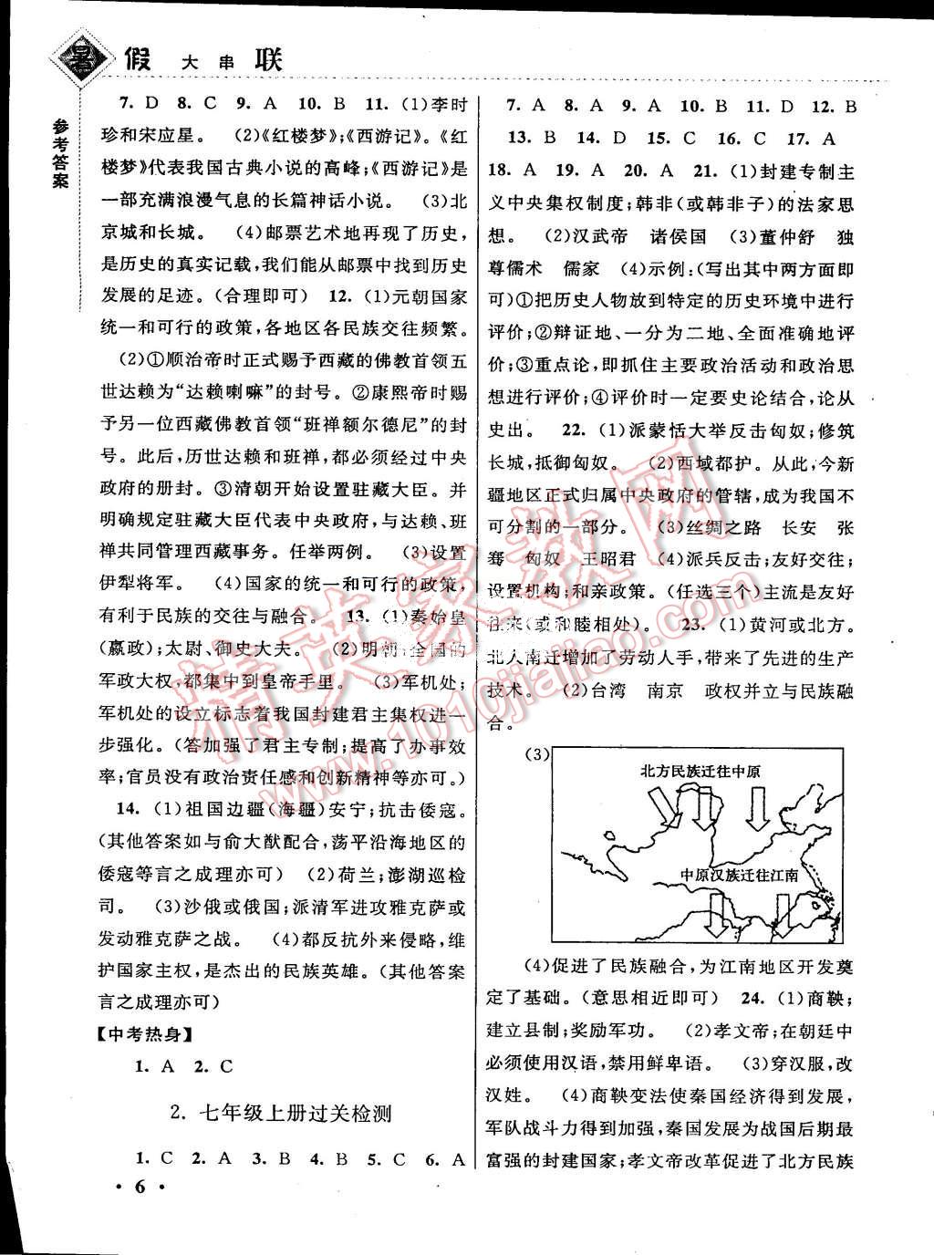 2015年初中版暑假大串联七年级历史 第6页