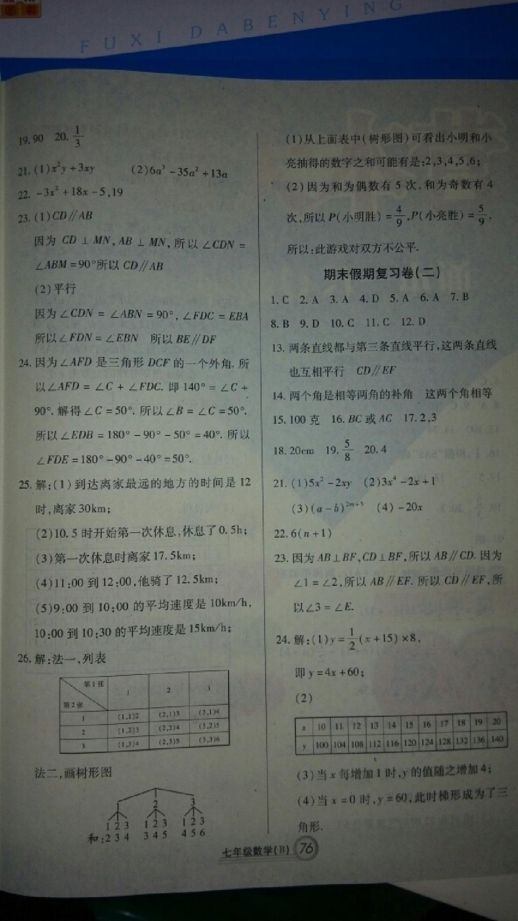 2015年复习大本营期末假期复习一本通期末加暑假七年级数学 第10页