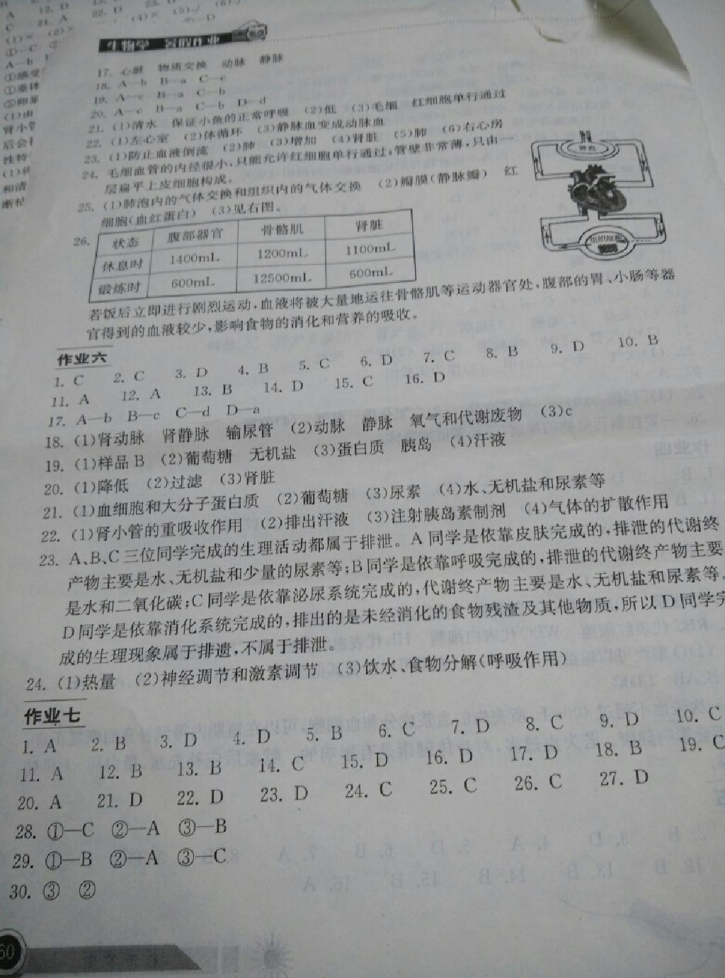 2015年长江作业本暑假作业七年级生物学 第3页