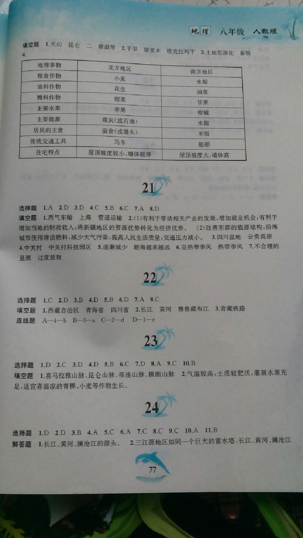 2015年暑假作业八年级地理人教版黄山书社 第4页