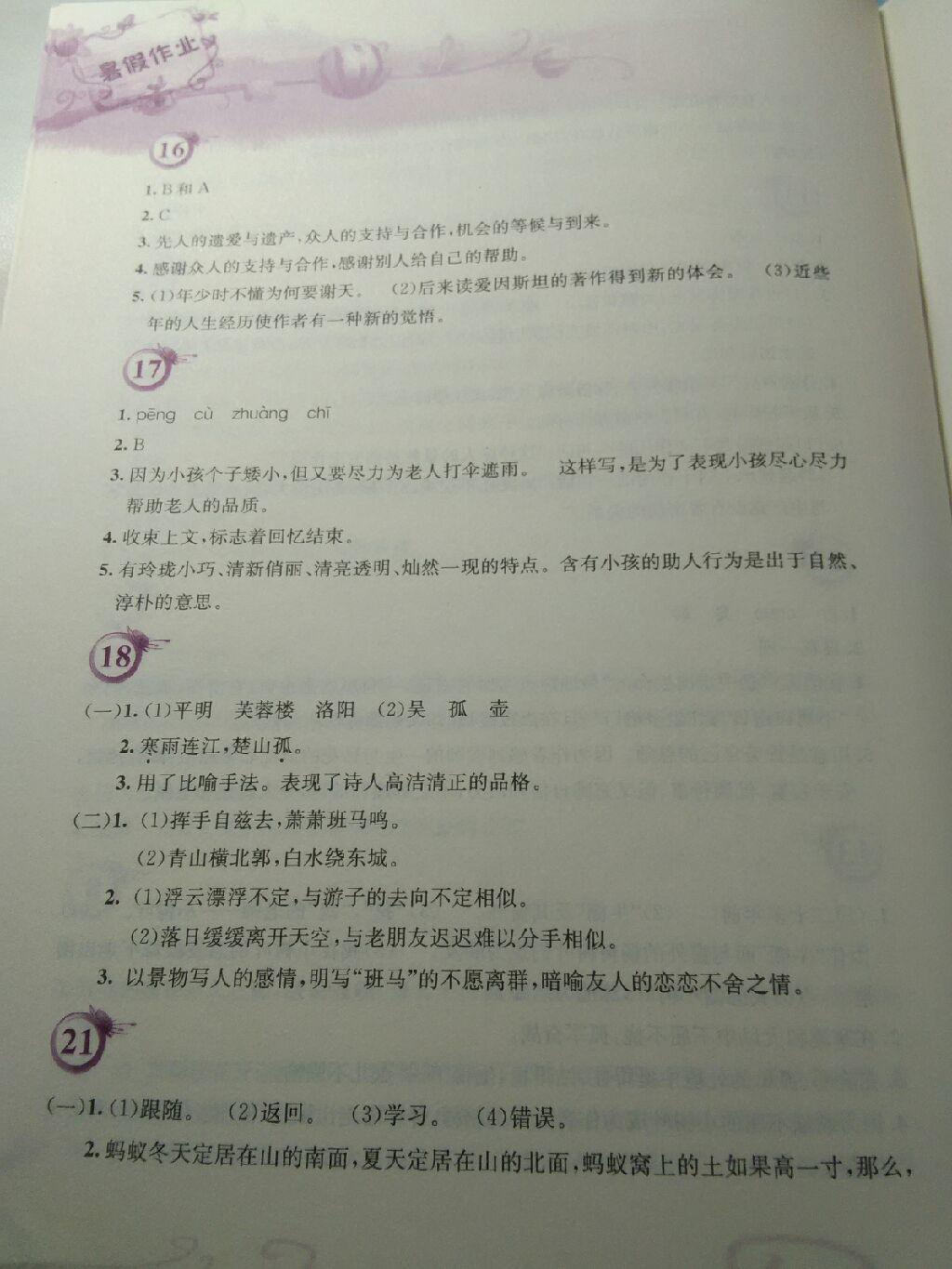 2015年暑假作業(yè)七年級(jí)語(yǔ)文人教版安徽教育出版社 第11頁(yè)