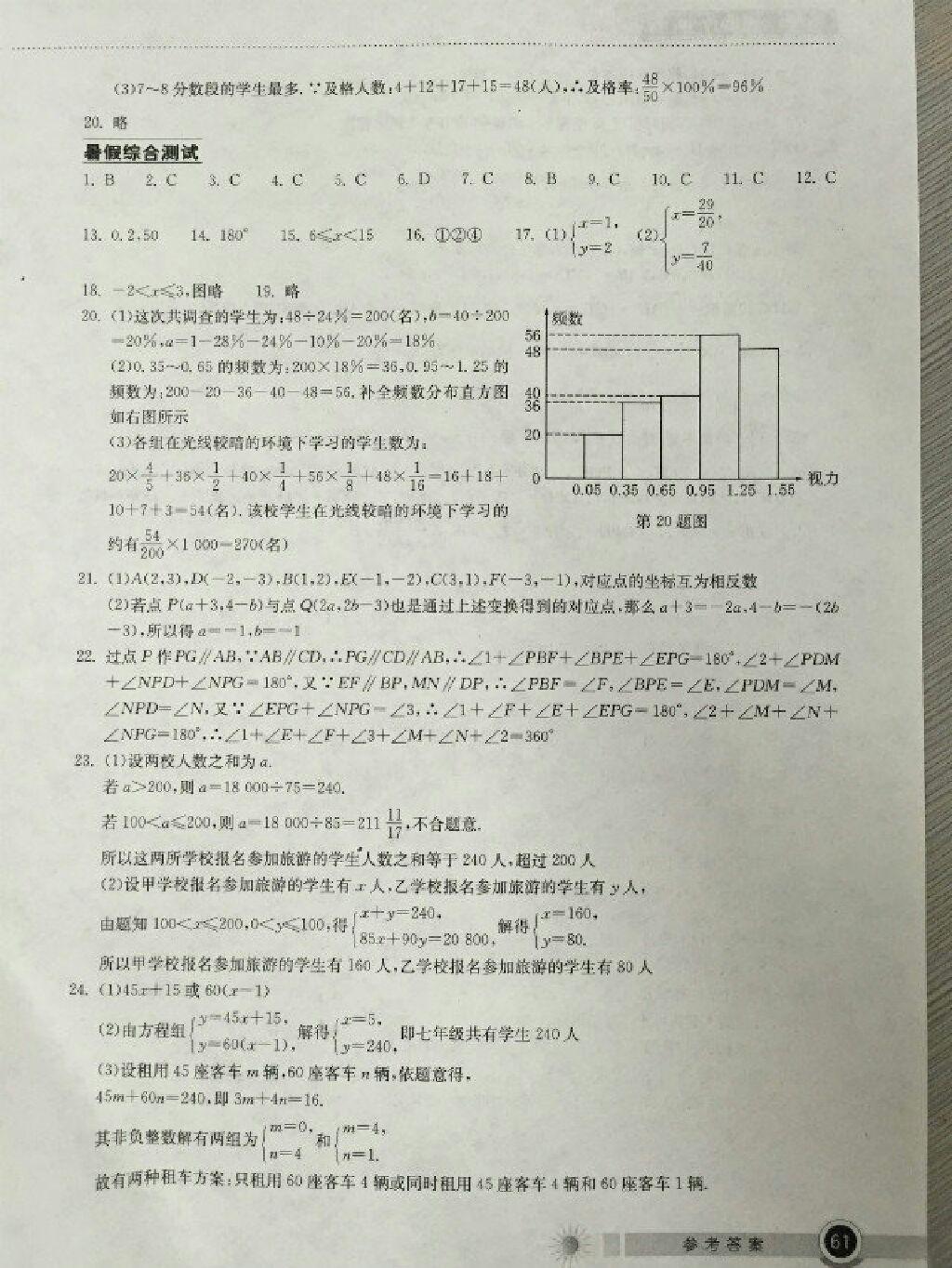 2014年长江作业本暑假作业七年级数学 第35页