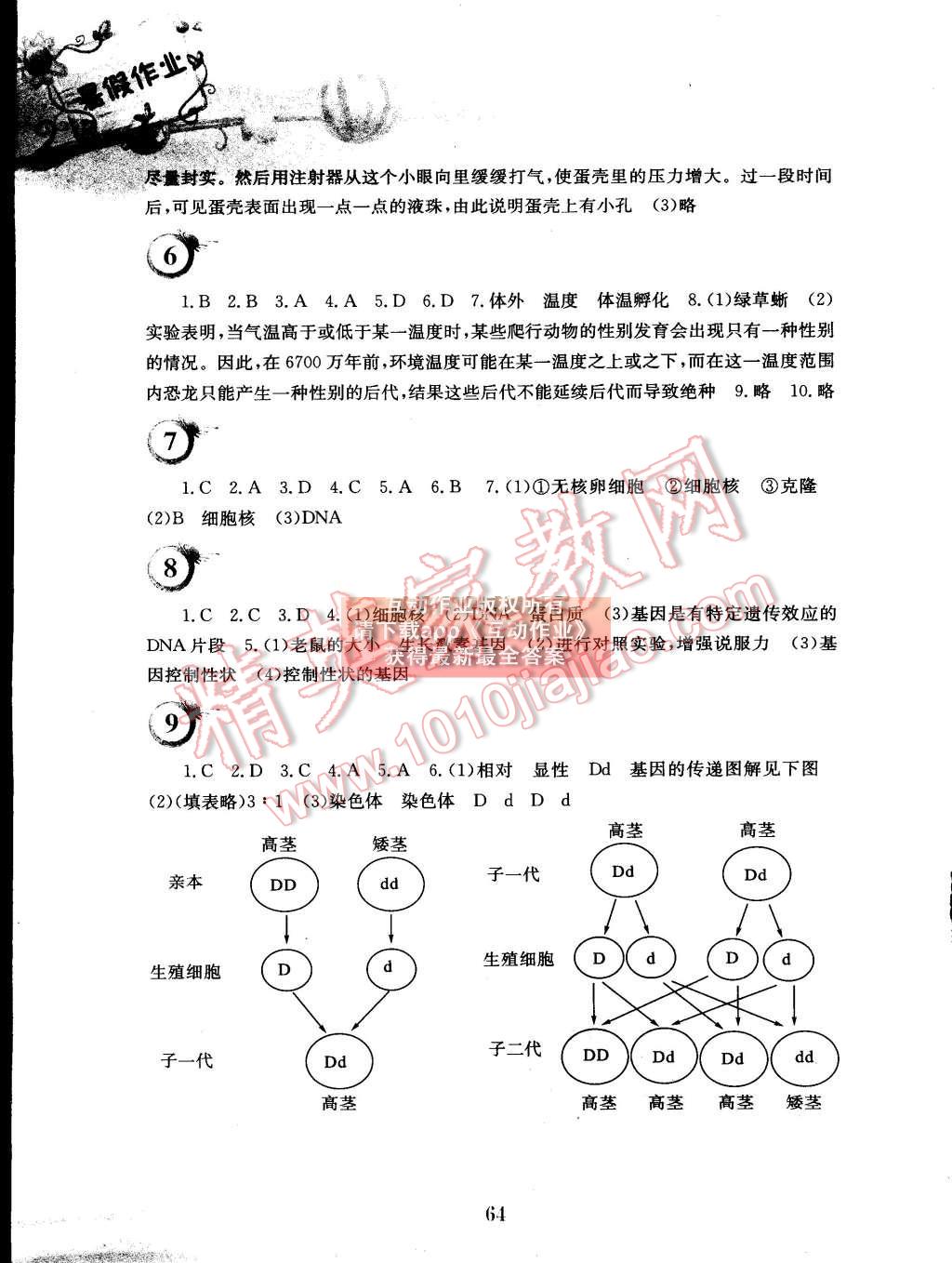 2015年暑假作业八年级生物学苏教版安徽教育出版社 第2页