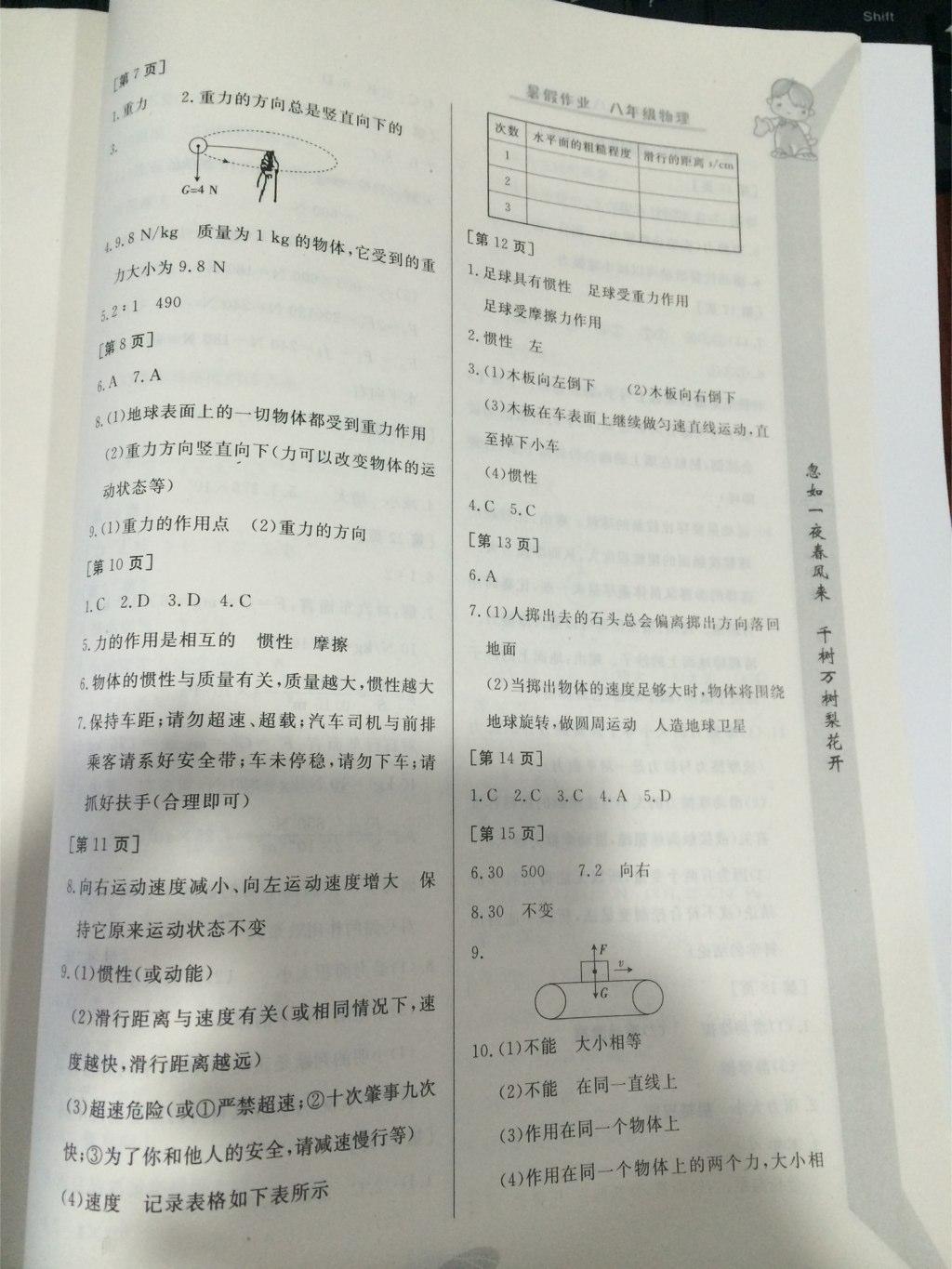 2015年暑假作业八年级物理华中科技大学出版社 第33页