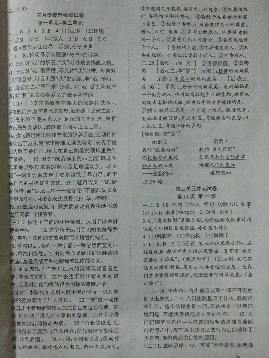 2015年目標(biāo)與檢測綜合能力達標(biāo)質(zhì)量檢測卷八年級語文下冊人教版 第3頁