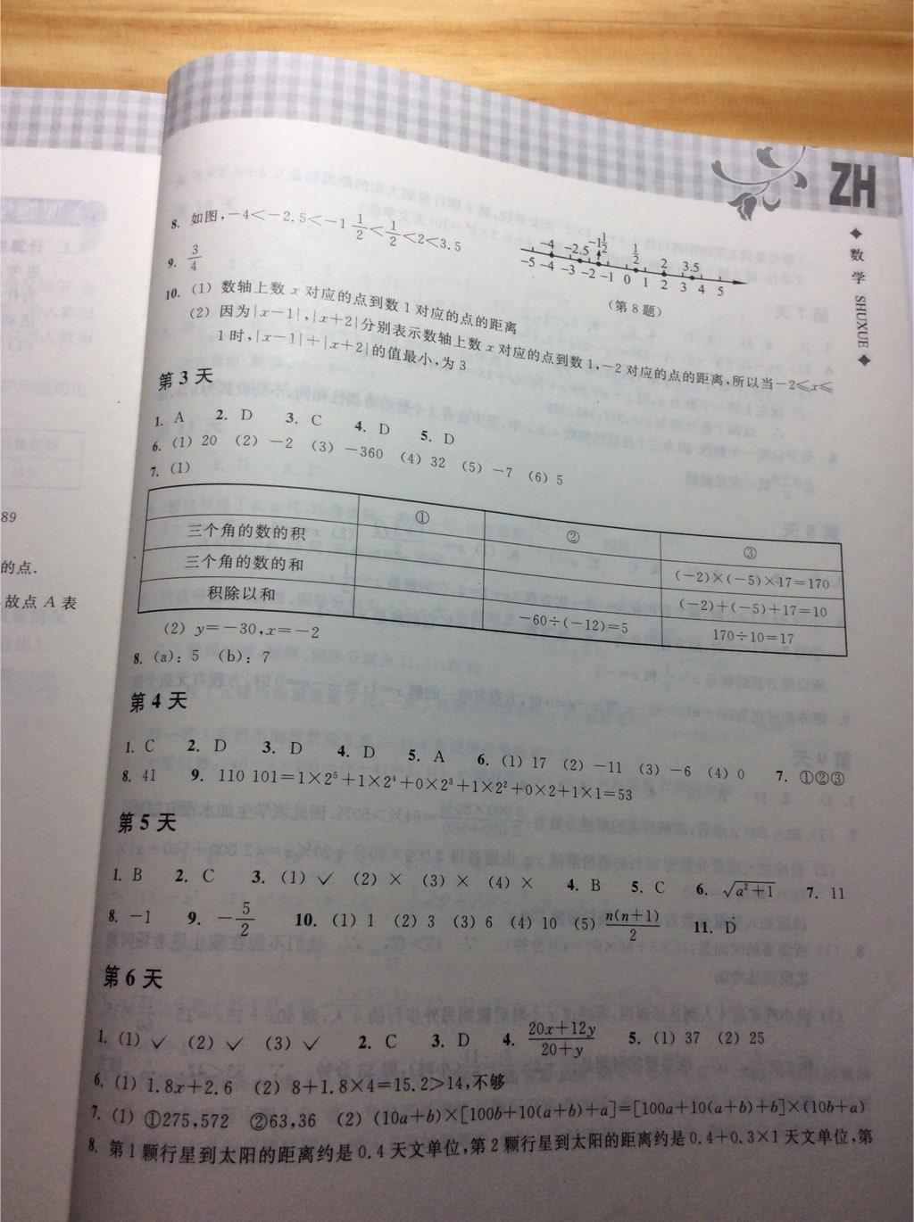 2015年暑假作业本七年级数学浙教版浙江教育出版社 第2页