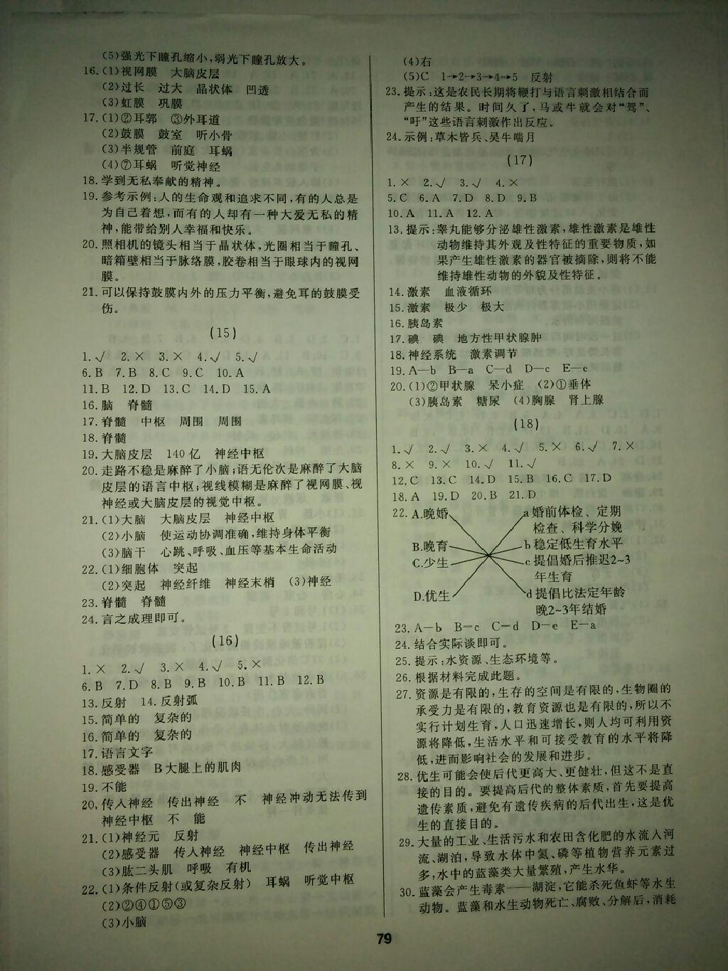 2015年試題優(yōu)化課堂同步七年級生物下冊人教版 第14頁