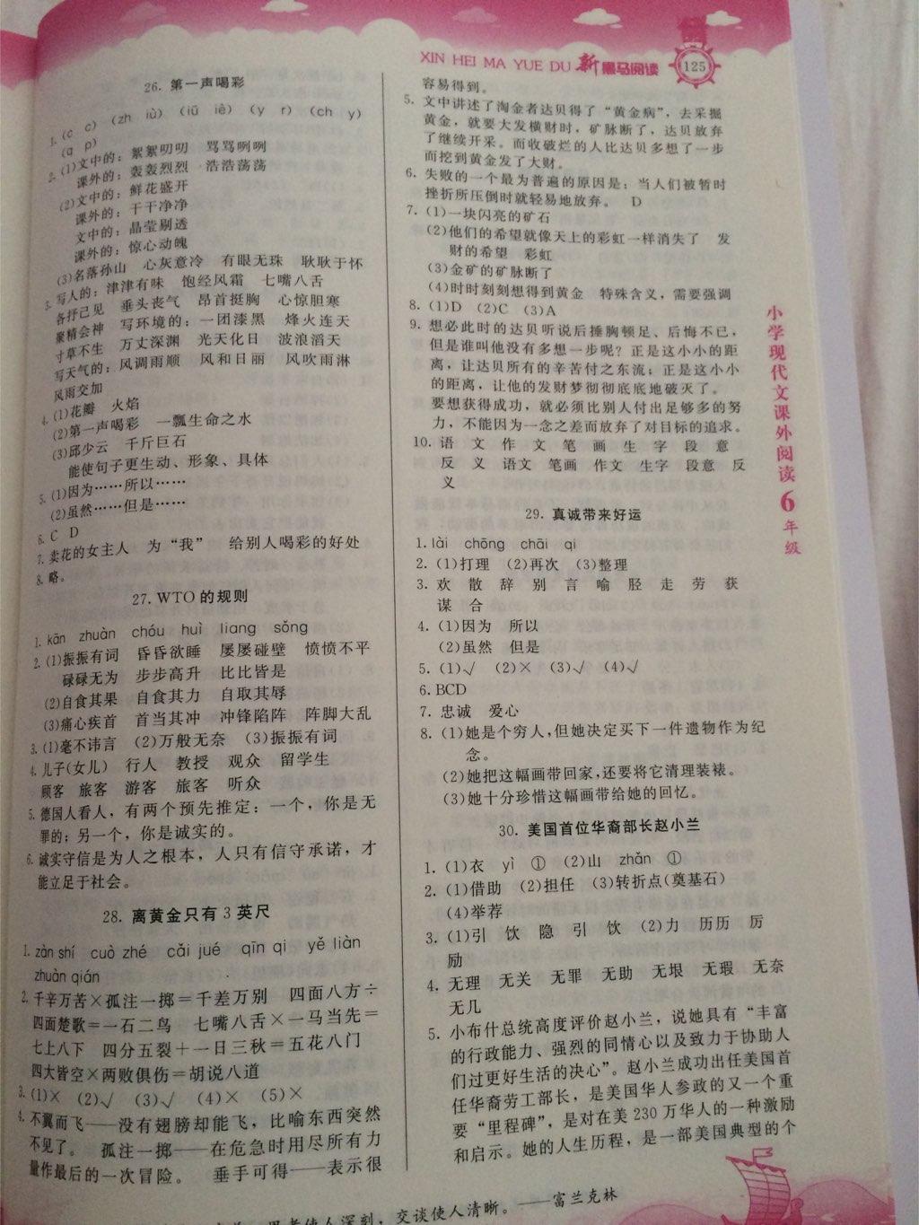 新黑马阅读现代文课外阅读小学六年级 第6页