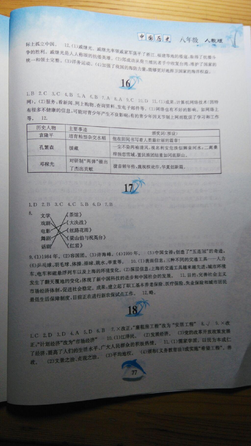 2015年暑假作业八年级中国历史人教版黄山书社 第39页