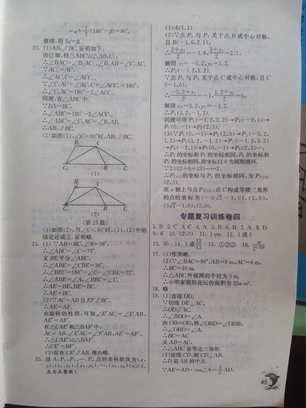 2015年实验班提优训练九年级数学上册人教版 第45页