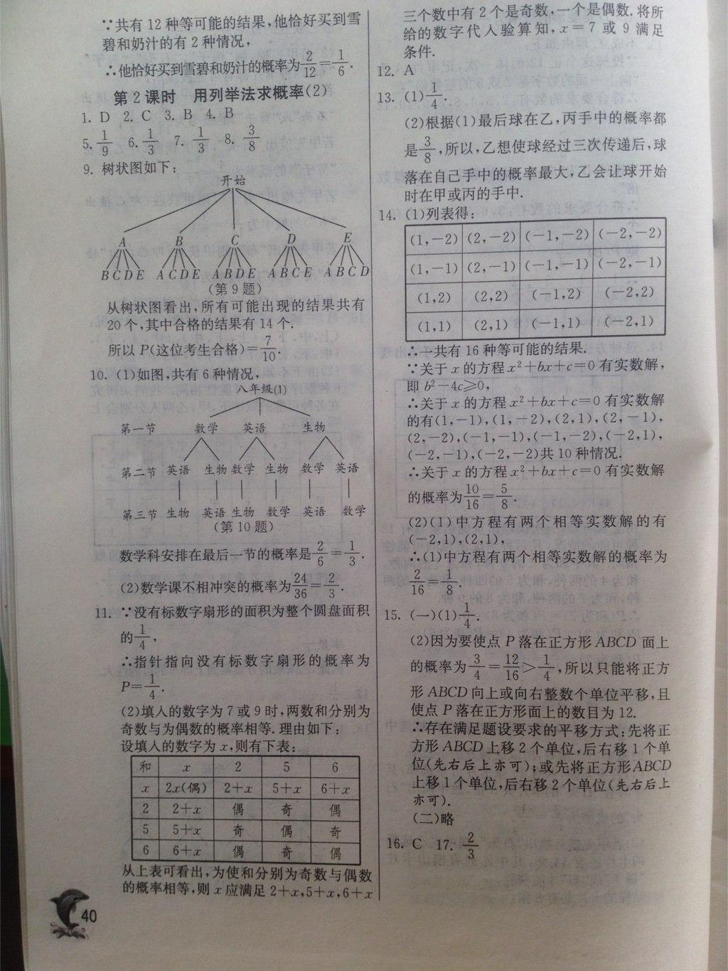 2015年实验班提优训练九年级数学上册人教版 第40页