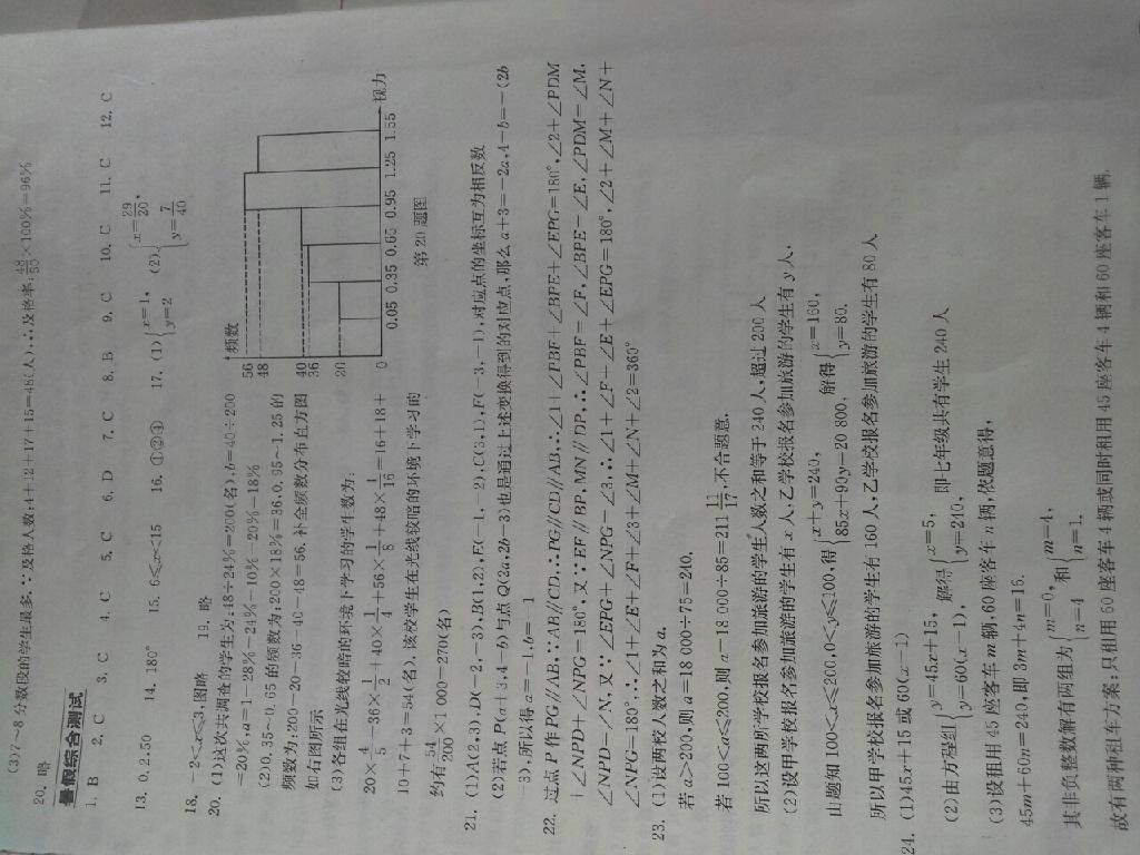 2014年长江作业本暑假作业七年级数学 第95页