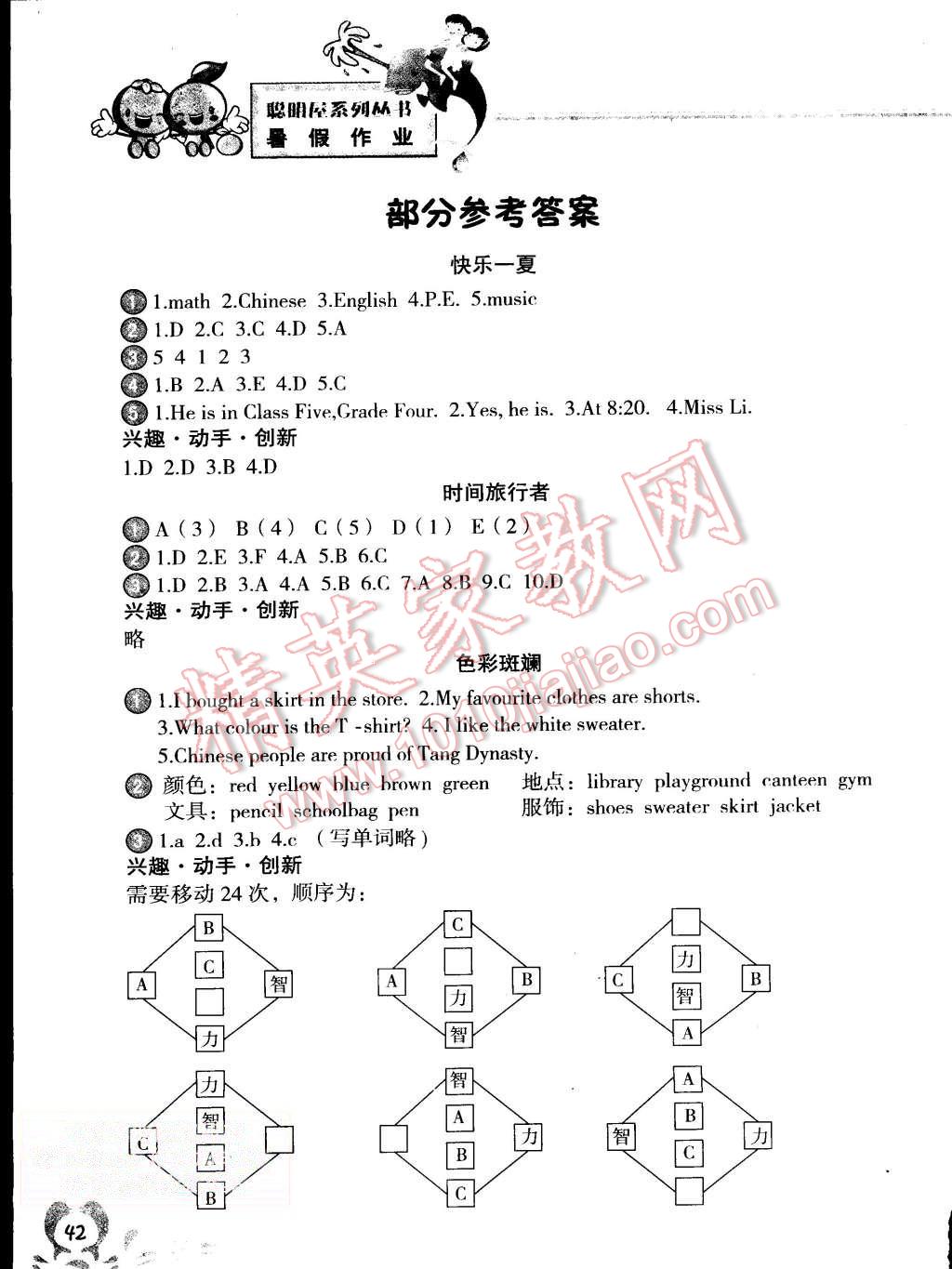 2015年聰明屋寒暑假作業(yè)系列叢書暑假作業(yè)四年級英語 第1頁