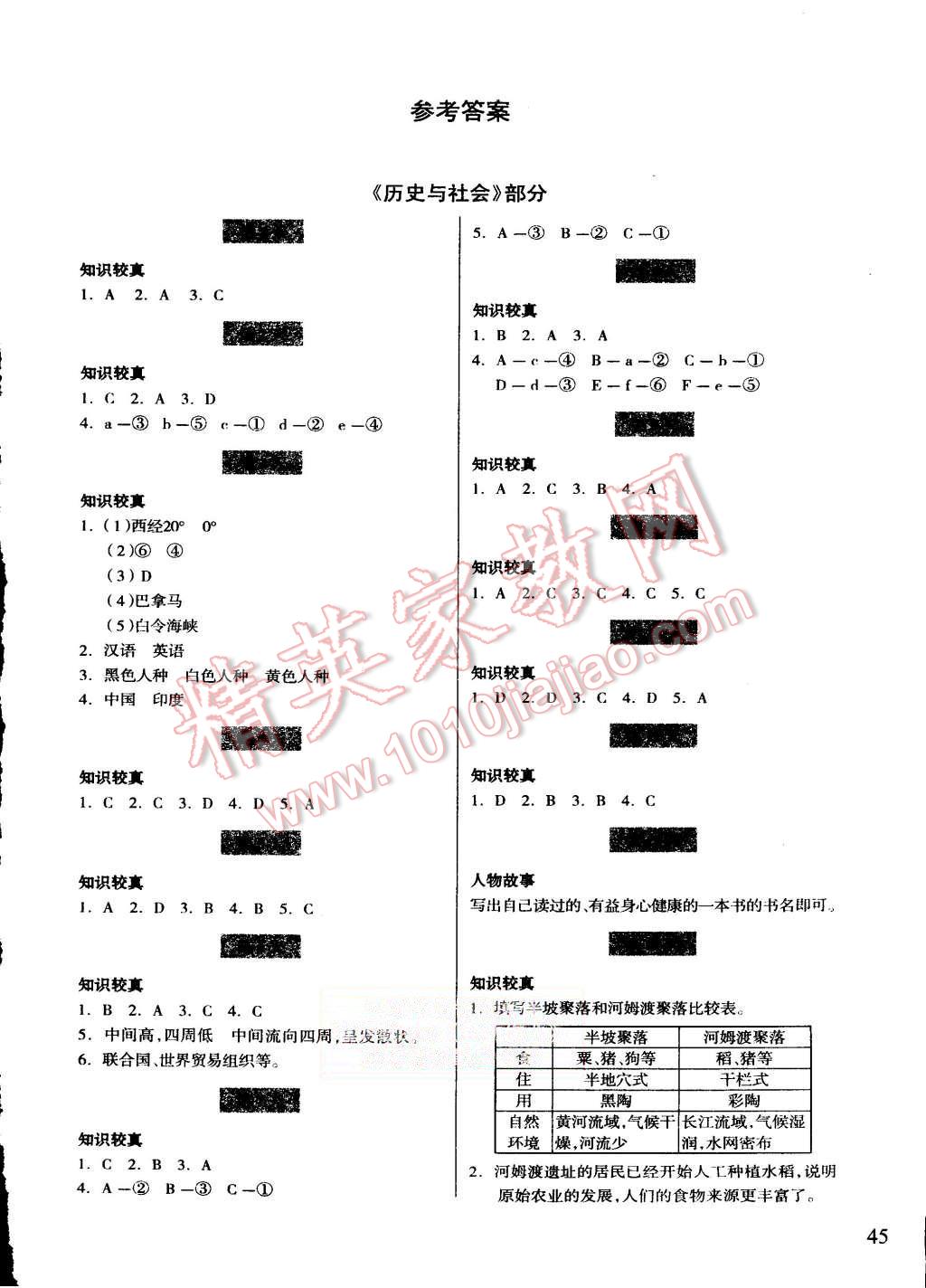 2015年暑假作业七年级历史与社会思想品德浙江科学技术出版社 第1页