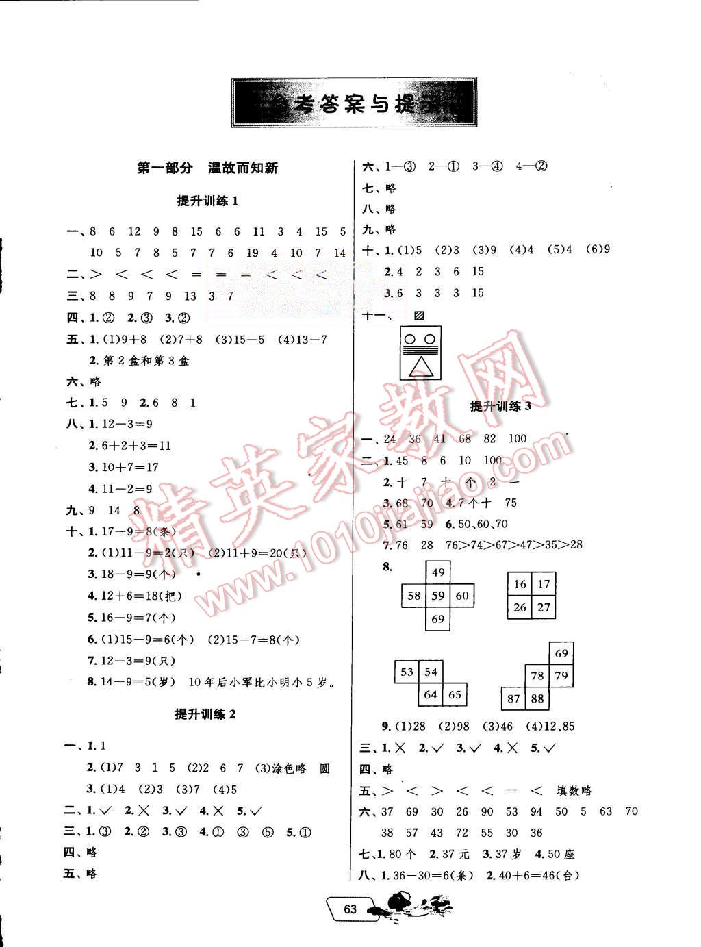 2015年實(shí)驗(yàn)班提優(yōu)訓(xùn)練暑假銜接版一升二年級數(shù)學(xué)蘇教版 第1頁