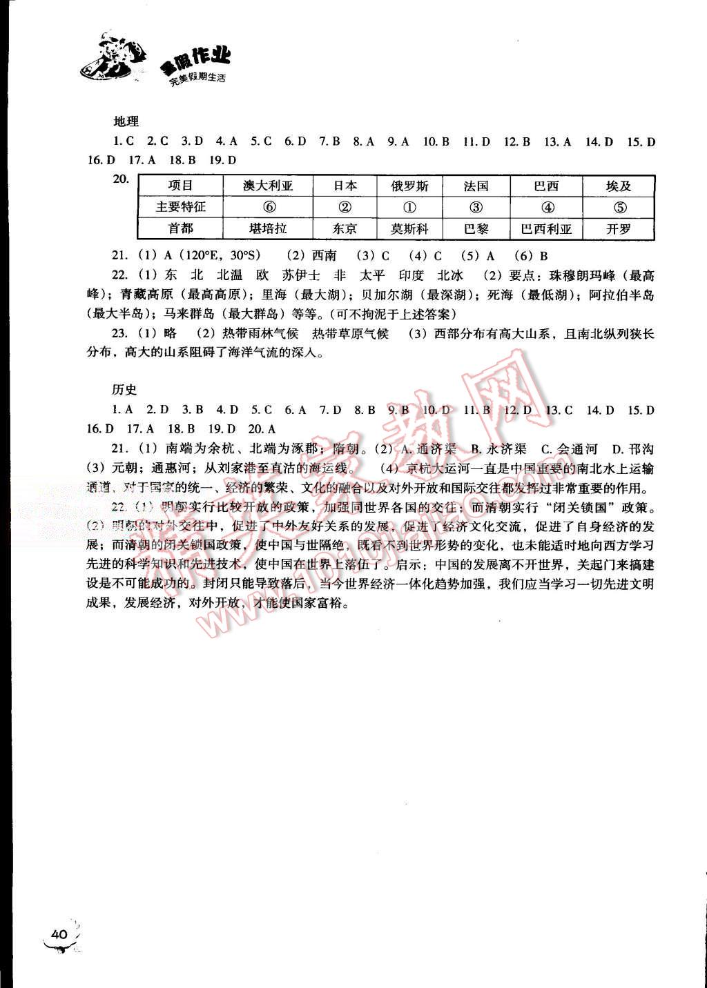 2015年暑假作業(yè)完美假期生活七年級綜合 第2頁