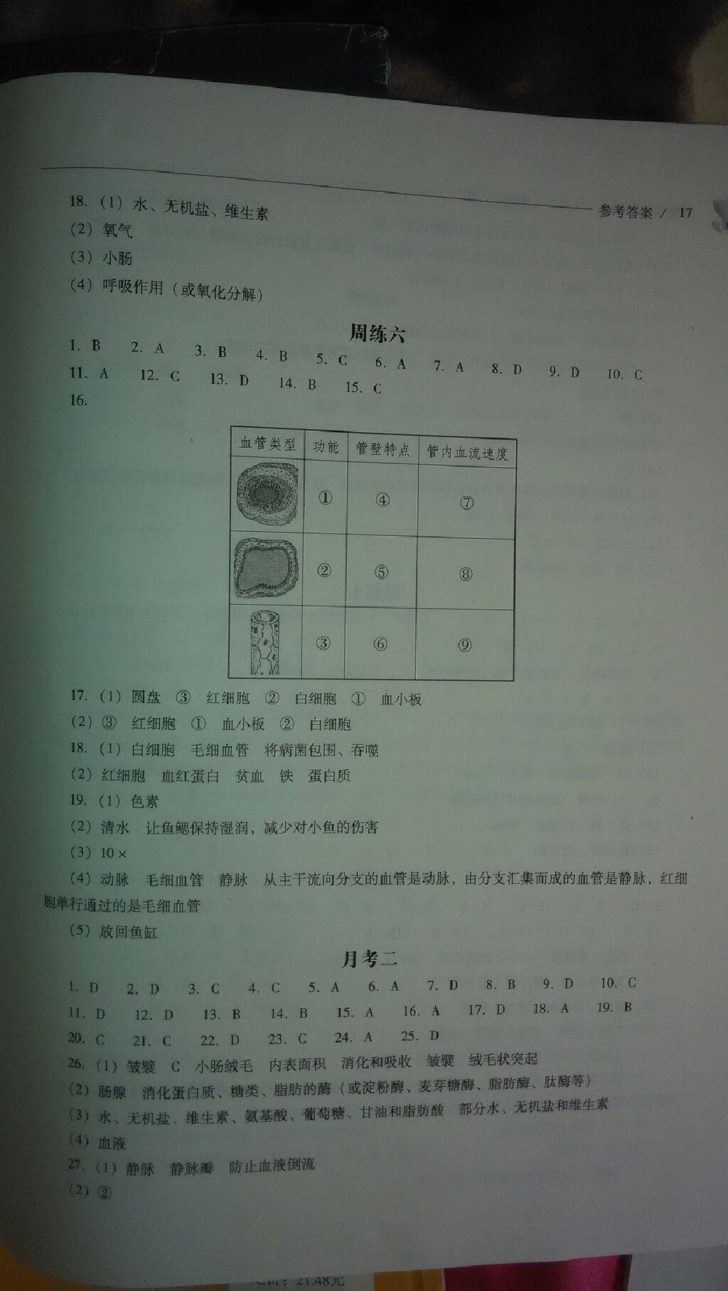 2014年新課程問題解決導(dǎo)學(xué)方案七年級(jí)生物學(xué)下冊人教版 第16頁