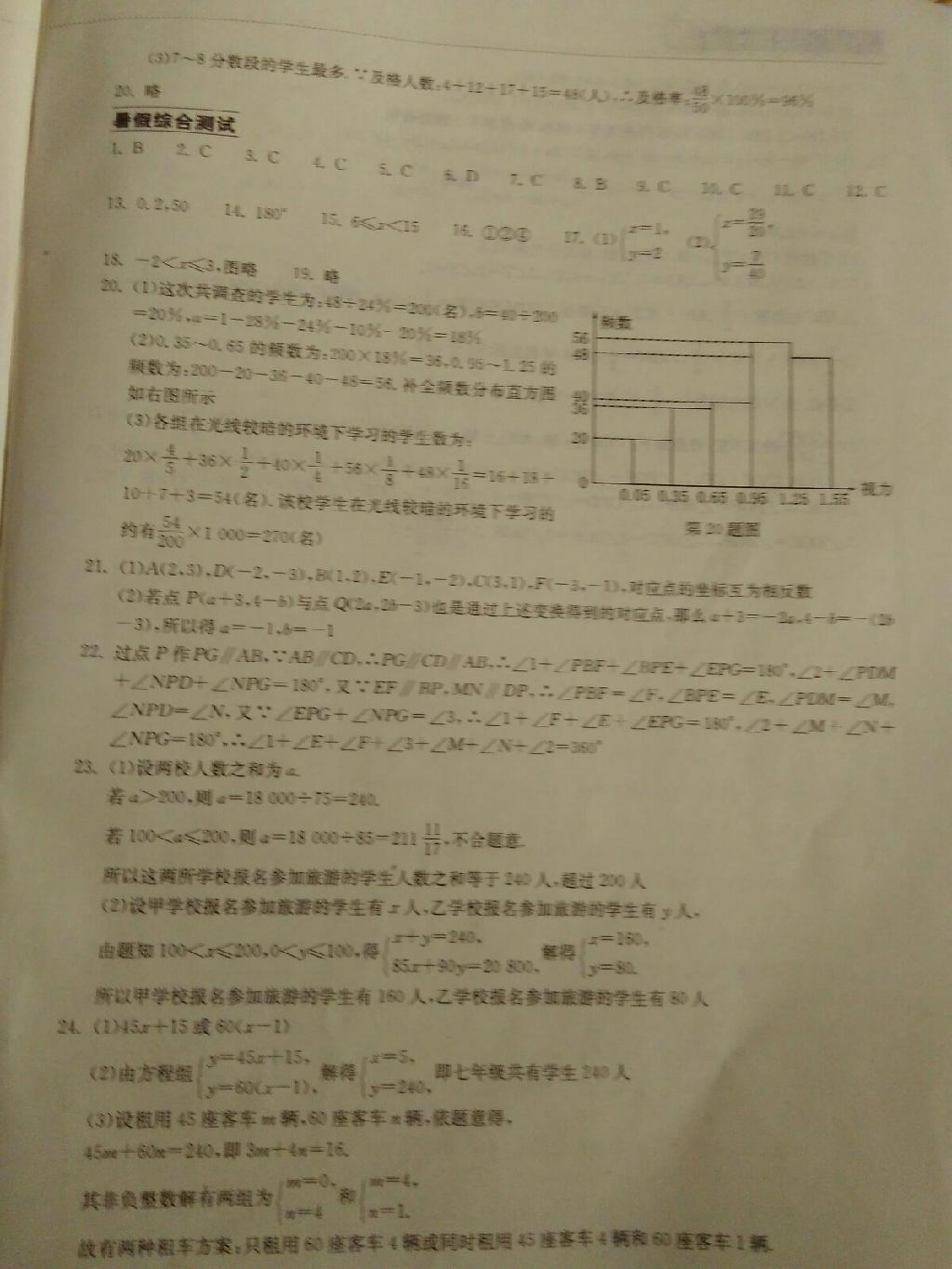 2014年长江作业本暑假作业七年级数学 第48页