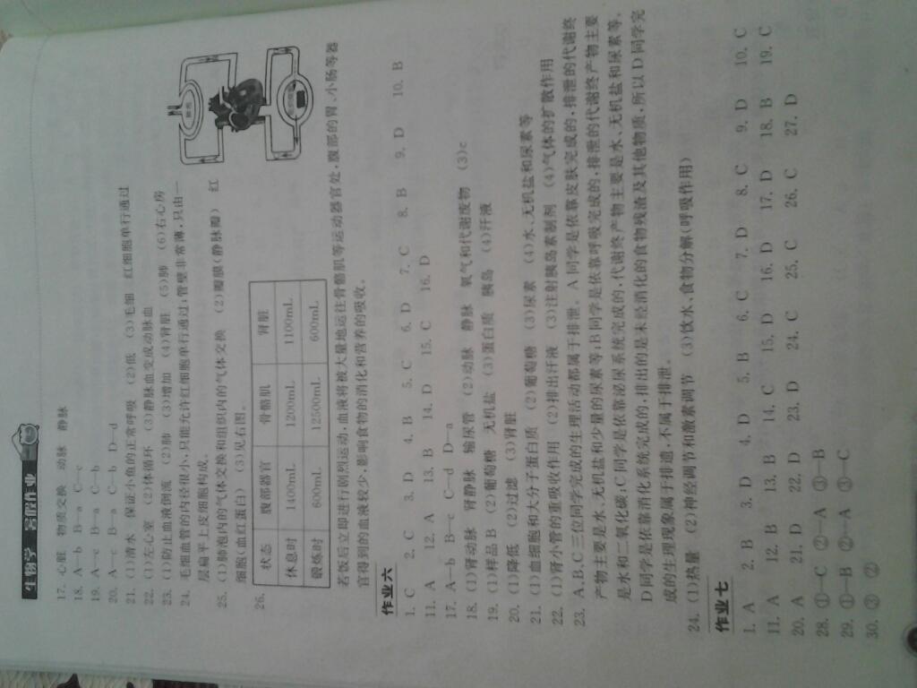 2015年长江作业本暑假作业七年级生物学 第22页